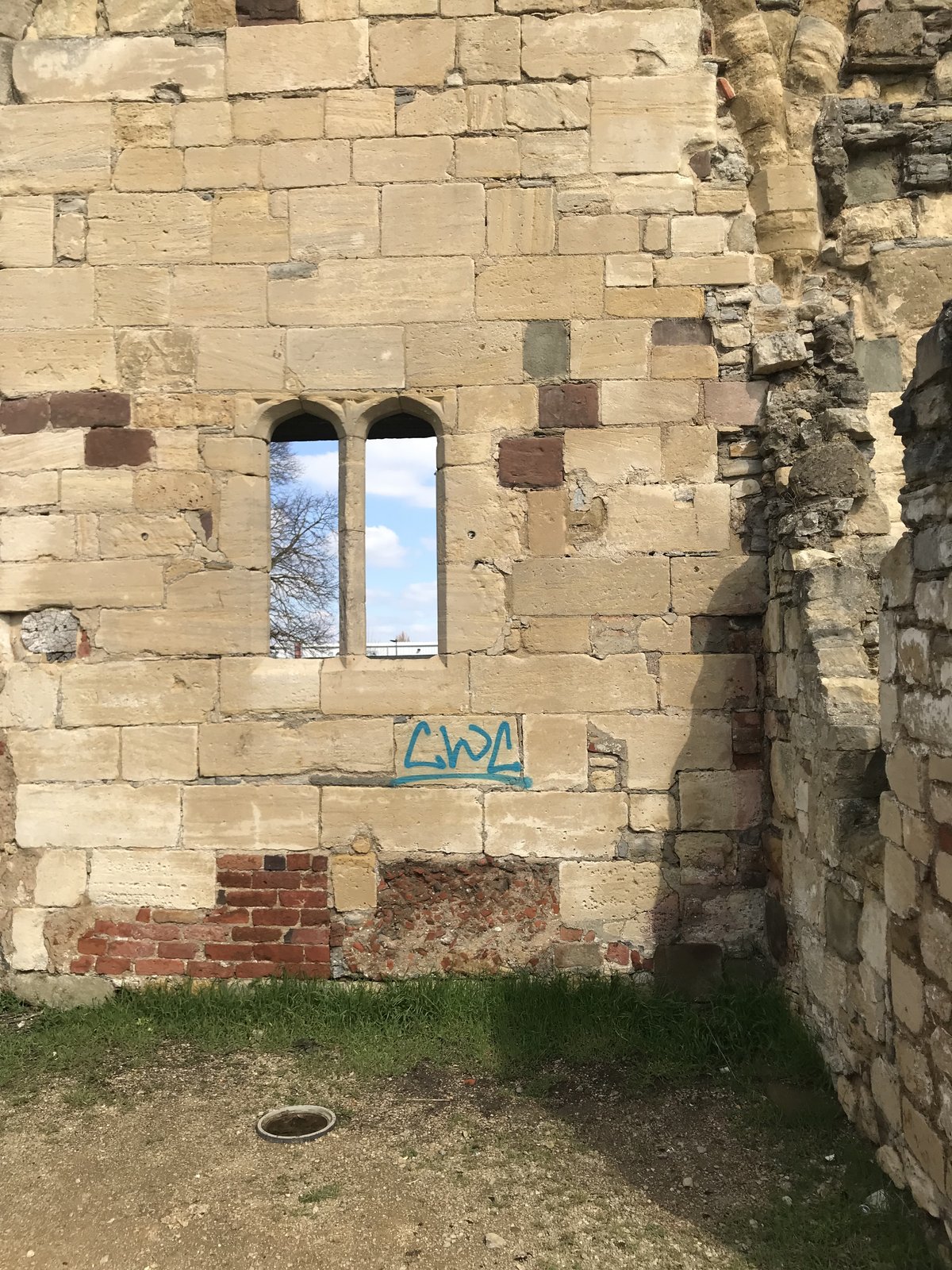 An image of cadw historic site sandblasting graffiti removal before 001 goes here.