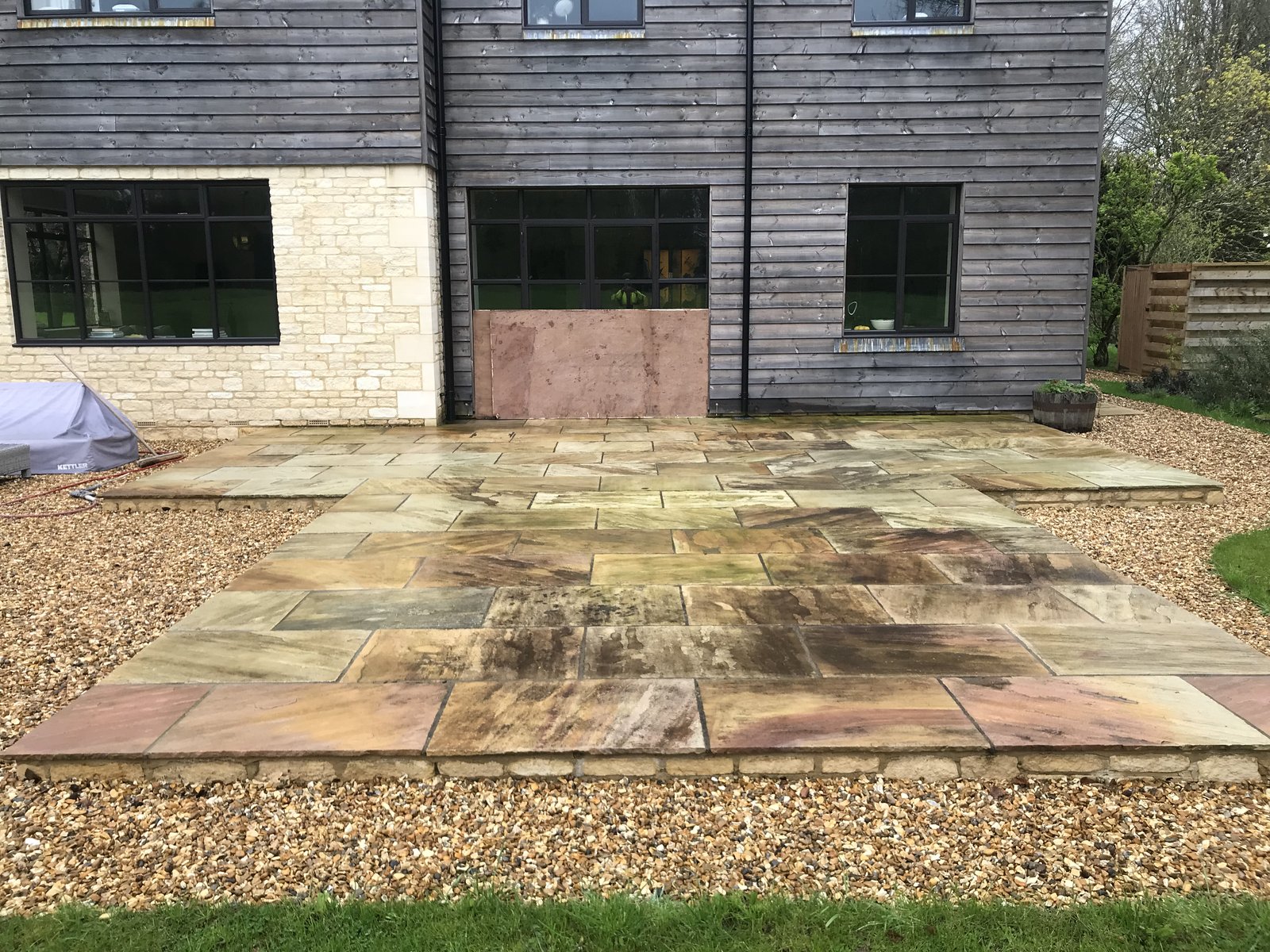 An image of stone patio sandblasting cleaning before 001 goes here.